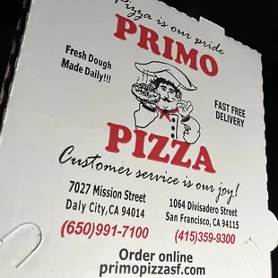 Primo Pizza Box
