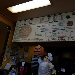 The menu at primo pizza