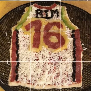 Basketball jersey pizza for my boy from the neighborhood IG@raydiopizza