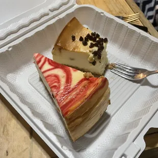 Chocolate Chip Cheesecake and Strawberry Cheesecake