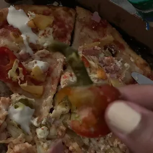 Peppers with stem still on.