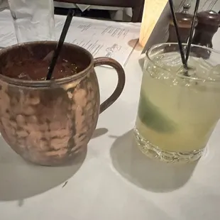 Moscow mule and spicy margarita