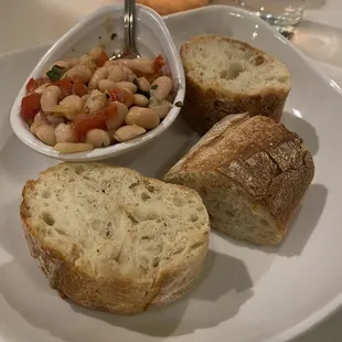 Fresh bead with white bean bruschetta