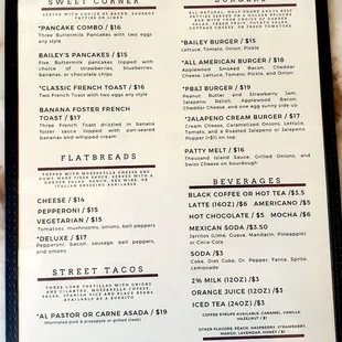 a menu for a restaurant