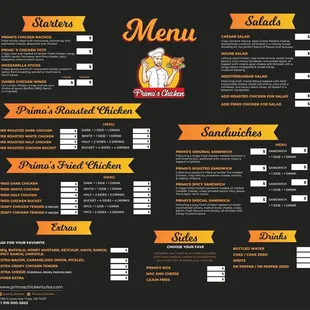 Menu from their media post