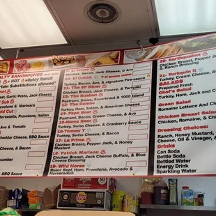A view of the menu