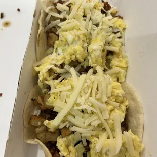 Chorizo Egg Potato and Cheese Breakfast Taco