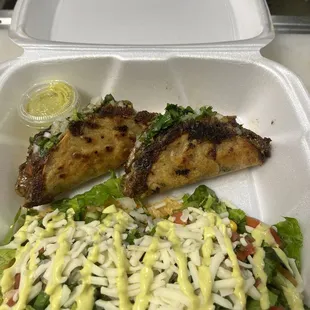 Quesa Birria tacos  and salad