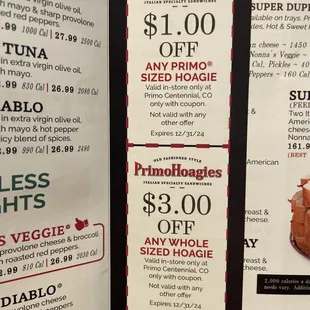 $1 and $3 off coupons.