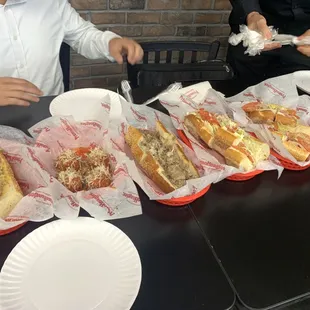 Philly Cheesesteak, Turkey &amp; Cheese, Italian and sample of Meatballs