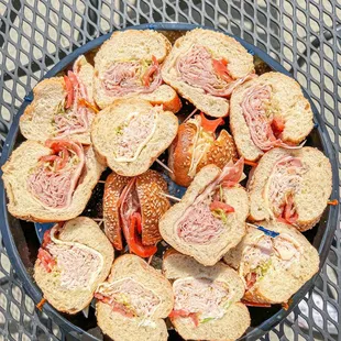 a plate of sandwiches on a table