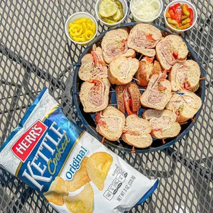 a plate of sandwiches and chips