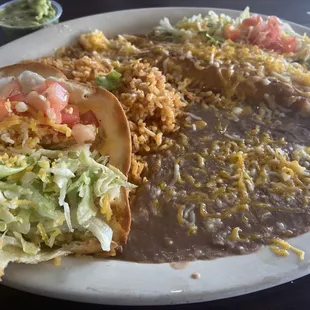 Super cheesy One Enchilada &amp; One Taco plate. Totally recommended
