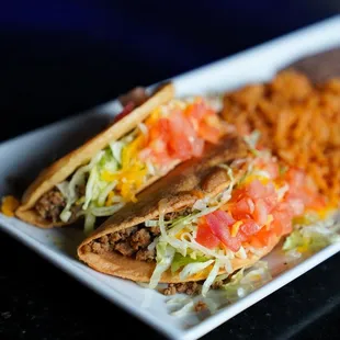 two tacos and rice