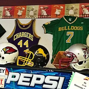 a variety of sports memorabilia