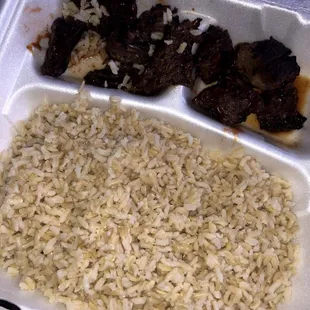 Steak tips with &quot;rice pilaf&quot;