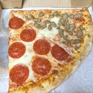 Pepperoni and sausage slices