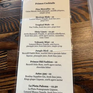 menu