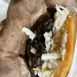 Mushroom/cheese arepa