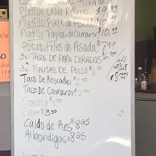 Up to date menu with prices. 08/04/2019