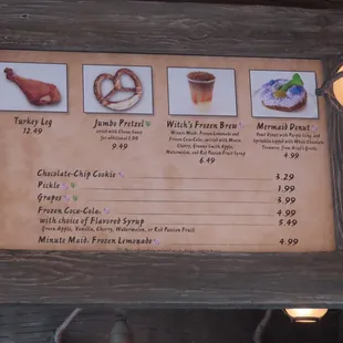 menu and prices