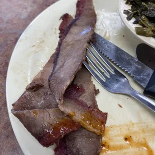 This was sliced brisket that I could not finish. The worst brisket I've ever had, but on the bright side the BBQ sauce was good