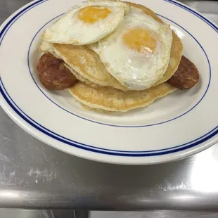 Egg, sausage and eggs