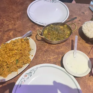 Chicken Biryani, Vegetable Mango Curry