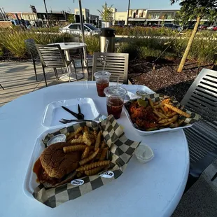 4 piece tender meal in Medium. Comes with 2 pieces of bread, the tenders, fries, and about 4 pickles!