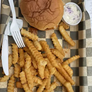 Chicken sandwich with fries