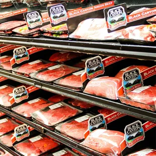 meat on display in a grocery store