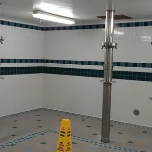 This is the shower area in the men's locker room.