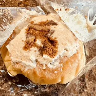 Opened up peanut butter chocolate ensaymada