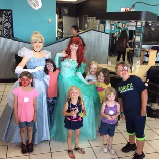 Cinderella and the Little Mermaid had a fun time at the Cut-a-Thon at Crave Beauty Academy!