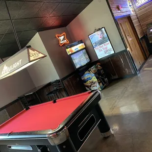 pool table and arcade