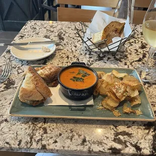 Basil, tomato soup with Taleggio grilled cheese.