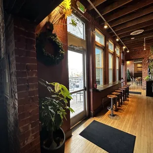 Wonderful seating that overlooks the patio.  The bar area is to the right.