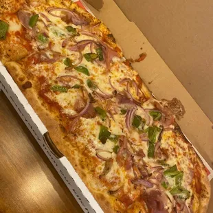 Prosciutto Pizza, with peppers instead of mushrooms.