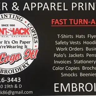 Some of the printing we do...