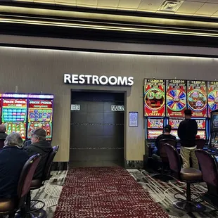 Restrooms are outside the restaurant in the casino.