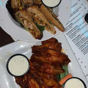 Santa Fe Egg Rolls and Hot wings