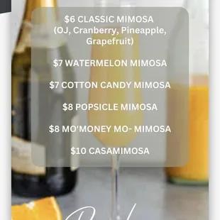 a menu for a drink on a cell phone