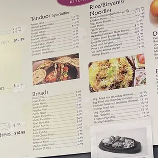 a menu on the wall