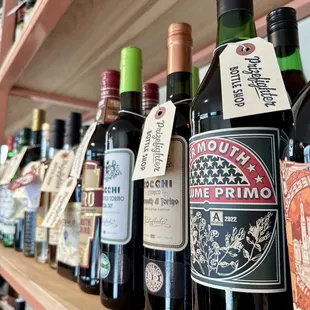 a row of wine bottles