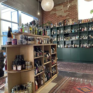 a display of bottles of wine