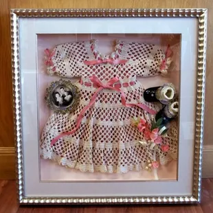 Baby dress &amp; memorabilia - shadow box