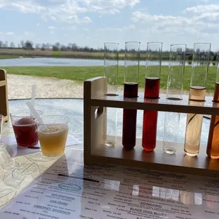 Wine flight &amp; the guys inside brought us out some delicious wine slushees!