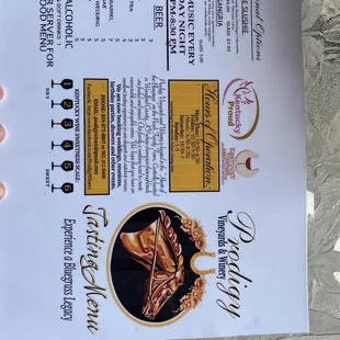 Other side of the tasting menu.