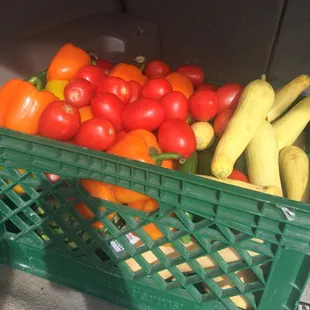 a crate of vegetables