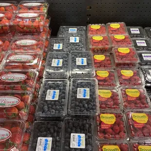 strawberries, blueberries and strawberries